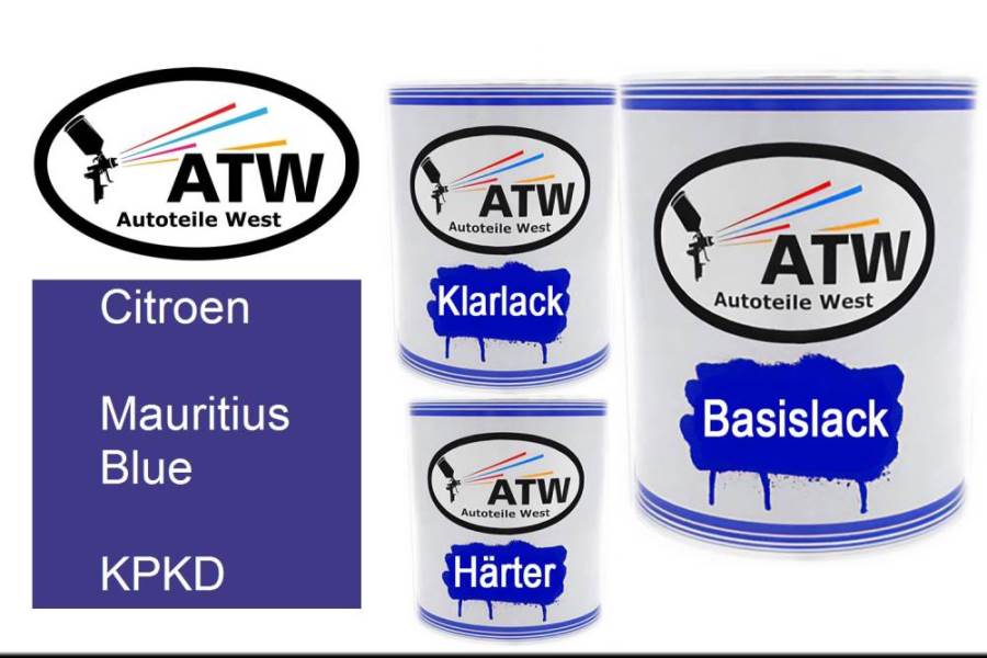 Citroen, Mauritius Blue, KPKD: 1L Lackdose + 1L Klarlack + 500ml Härter - Set, von ATW Autoteile West.